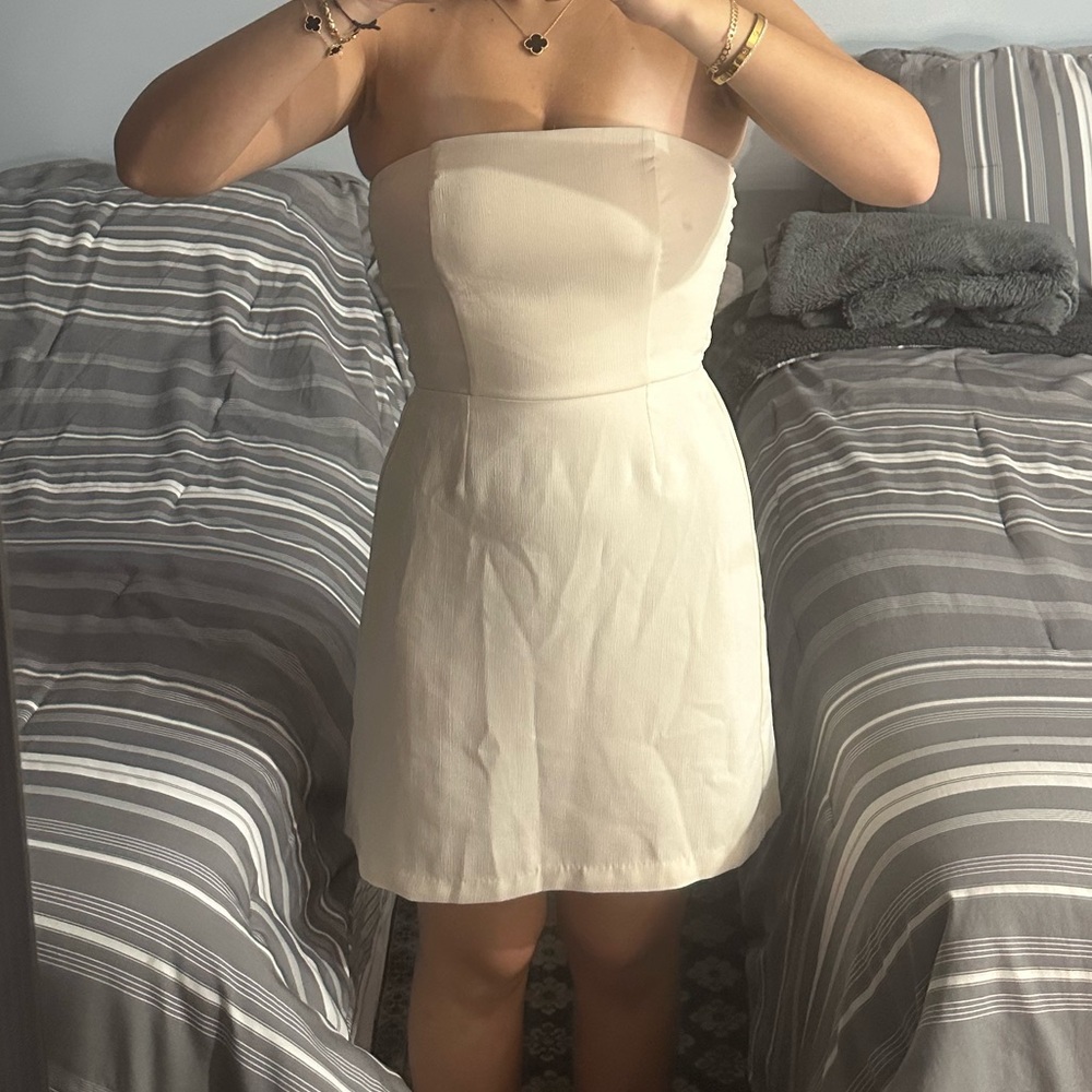 Song of Style Cream Strapless Dress